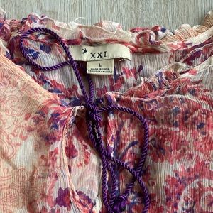 BOHO printed Sheer mesh top, size L